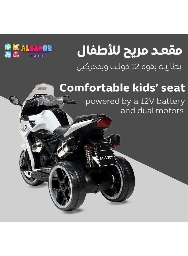 AL BADER Children'S Electric Motorcycle, Can Ride On Tricycles For Boys And Girls, Double Rechargeable Toy Cars, 12V Battery And 2 Motors, Suitable For 2-8 Years Old - Image 3